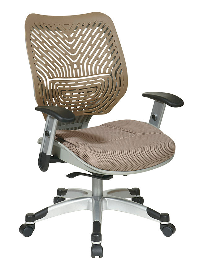 Self Adjusting Latte SpaceFlex® Back and Latte Mesh Seat Manager’s
Chair with Adjustable Arms and Platinum Finish Base