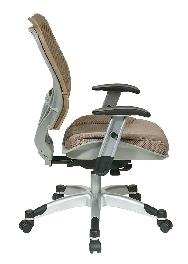 Self Adjusting Latte SpaceFlex® Back and Latte Mesh Seat Manager’s
Chair with Adjustable Arms and Platinum Finish Base