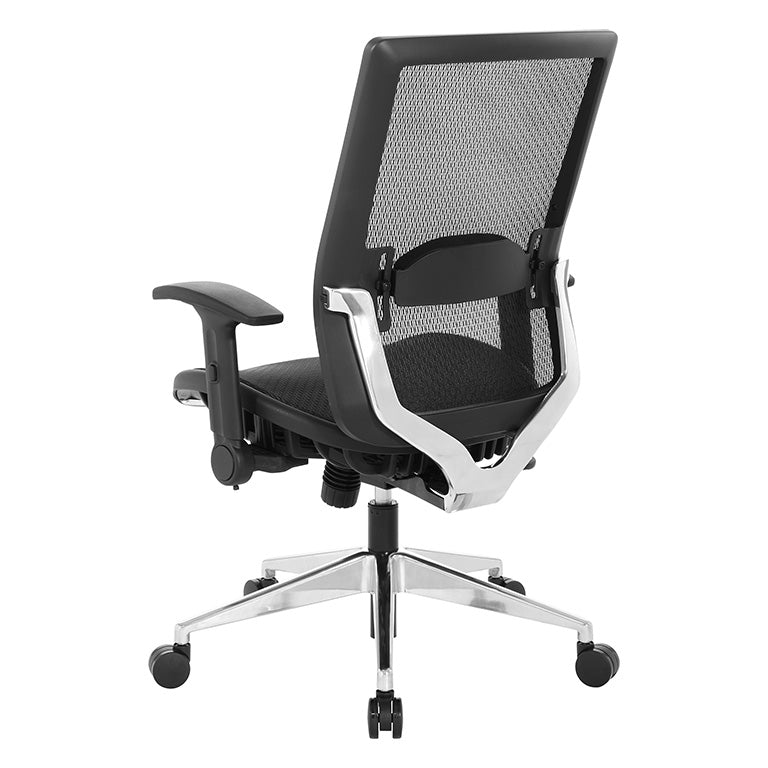 Black Matrix Seat and Back, Height Adjustable Lumbar Support, Adjustable
Flip Arms with Polished Aluminum Back Support and Base