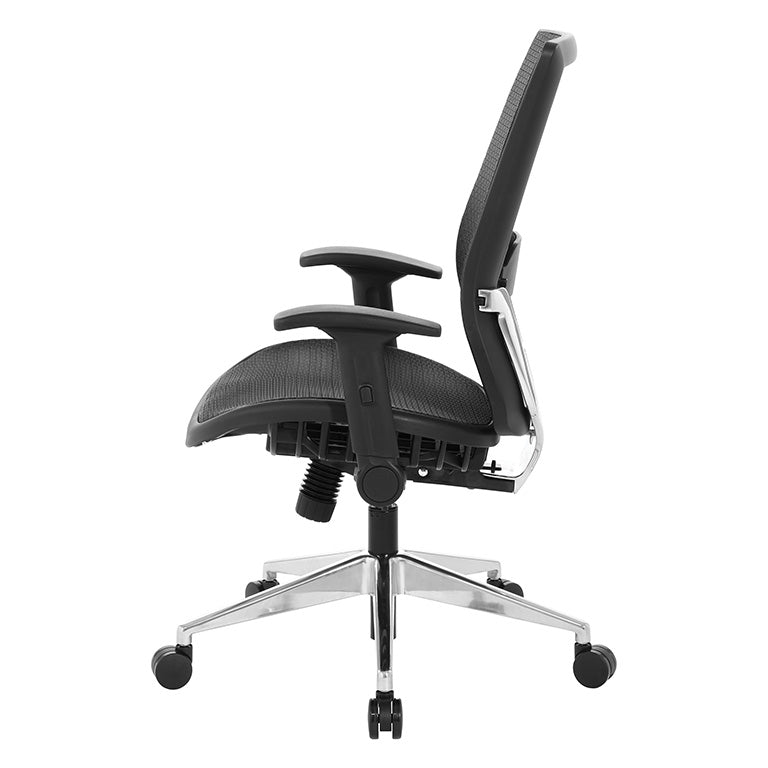Black Matrix Seat and Back, Height Adjustable Lumbar Support, Adjustable
Flip Arms with Polished Aluminum Back Support and Base