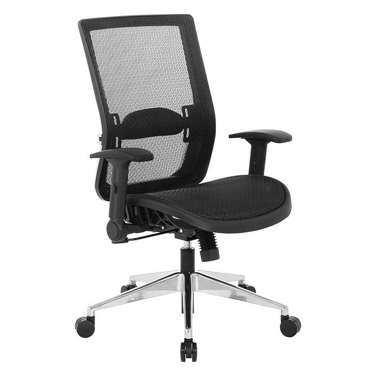 Black Matrix Seat and Back, Height Adjustable Lumbar Support, Adjustable
Flip Arms with Polished Aluminum Back Support and Base