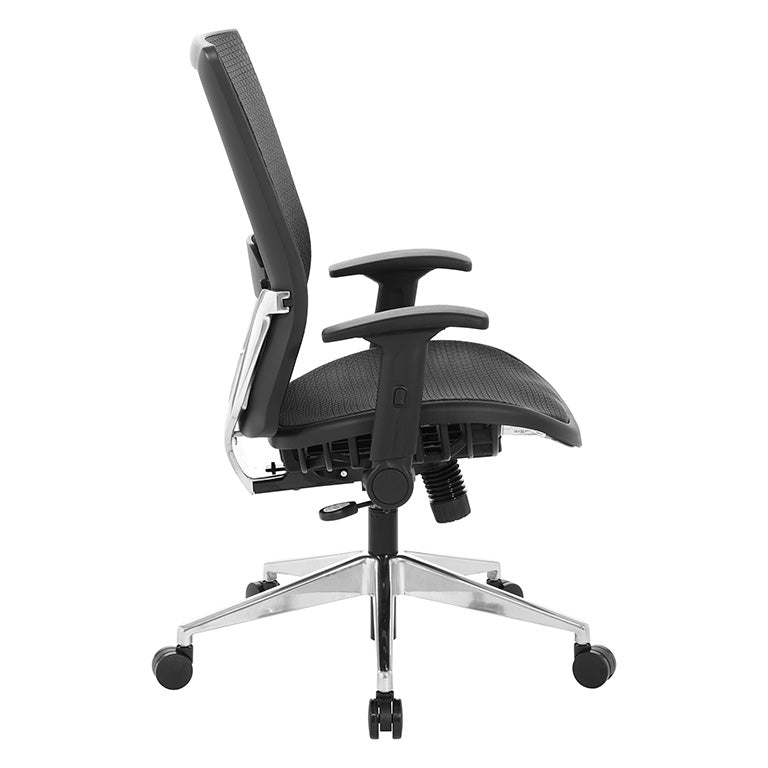Black Matrix Seat and Back, Height Adjustable Lumbar Support, Adjustable
Flip Arms with Polished Aluminum Back Support and Base