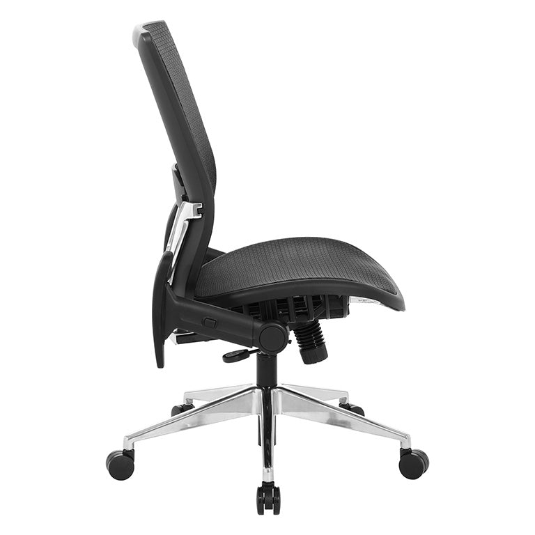 Black Matrix Seat and Back, Height Adjustable Lumbar Support, Adjustable
Flip Arms with Polished Aluminum Back Support and Base