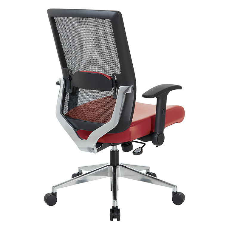 Black Matrix Back, Dillon Silver Ion Technology* Seat, Height Adjustable
Lumbar Support, Adjustable Flip Arms with Polished Aluminum Back Support and Base