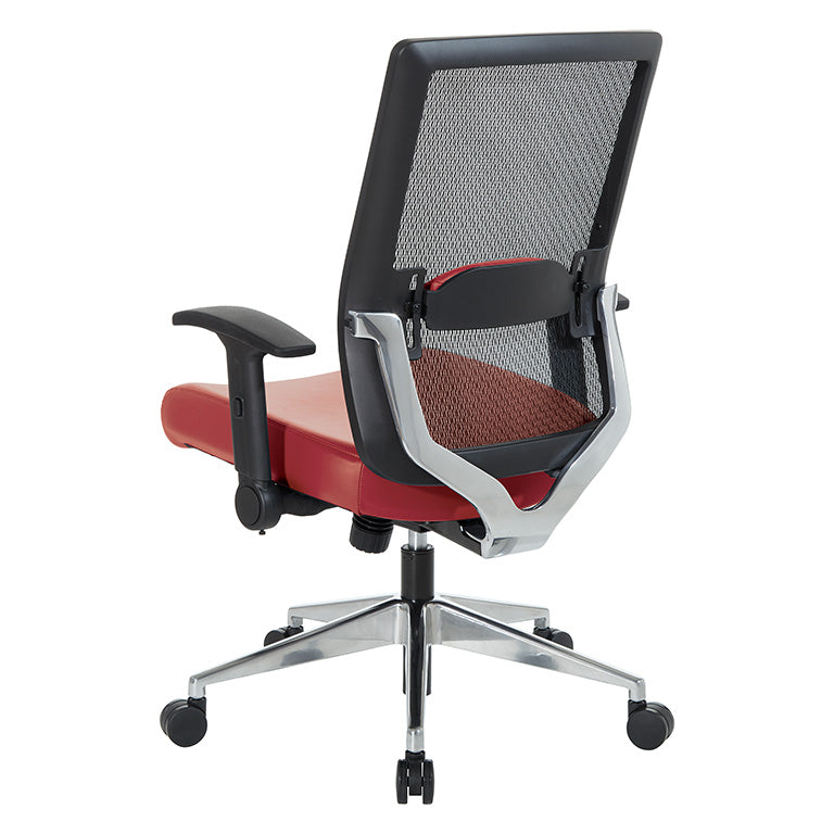 Black Matrix Back, Dillon Silver Ion Technology* Seat, Height Adjustable
Lumbar Support, Adjustable Flip Arms with Polished Aluminum Back Support and Base