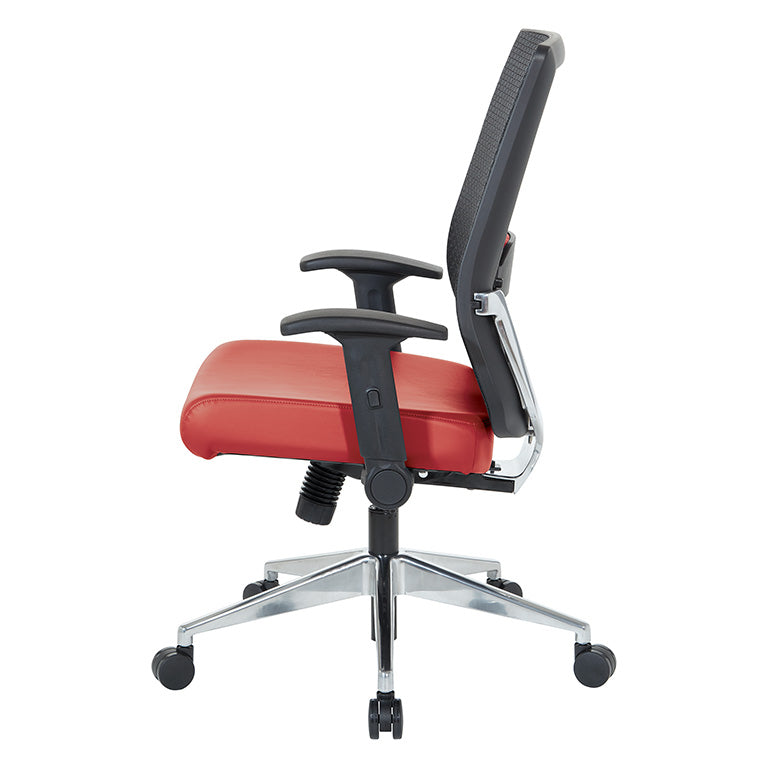 Black Matrix Back, Dillon Silver Ion Technology* Seat, Height Adjustable
Lumbar Support, Adjustable Flip Arms with Polished Aluminum Back Support and Base