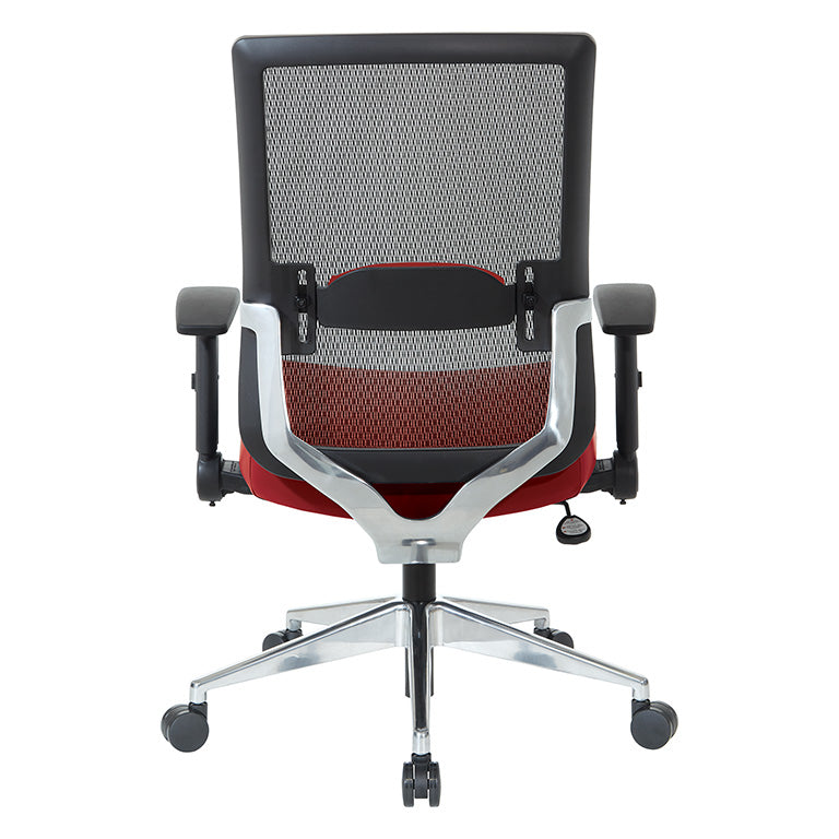 Black Matrix Back, Dillon Silver Ion Technology* Seat, Height Adjustable
Lumbar Support, Adjustable Flip Arms with Polished Aluminum Back Support and Base