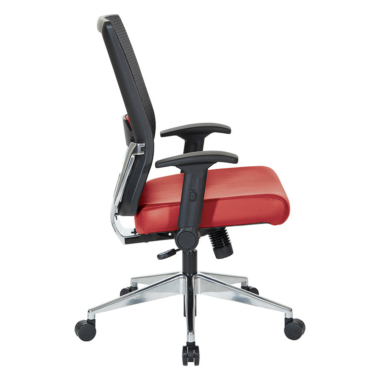 Black Matrix Back, Dillon Silver Ion Technology* Seat, Height Adjustable
Lumbar Support, Adjustable Flip Arms with Polished Aluminum Back Support and Base