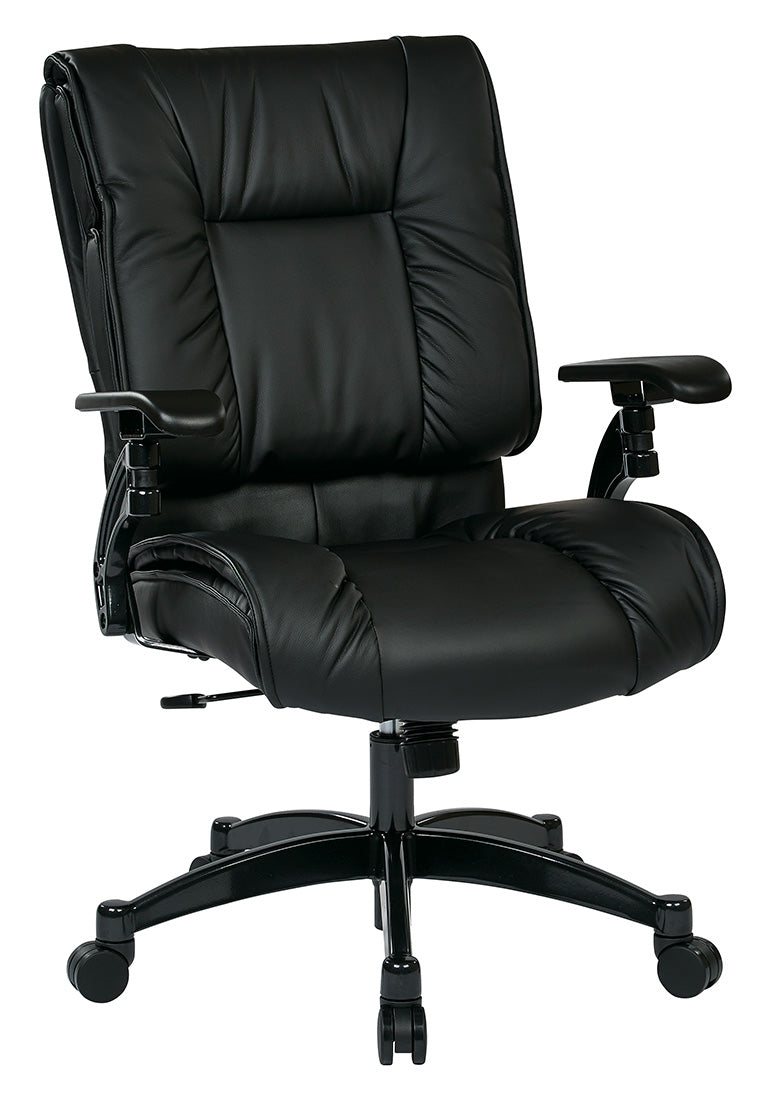Black Bonded Leather Conference Chair with Cantilever Arms and Industrial Steel
Finish Base