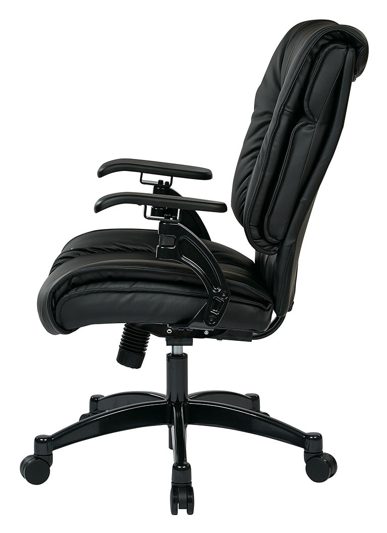 Black Bonded Leather Conference Chair with Cantilever Arms and Industrial Steel
Finish Base