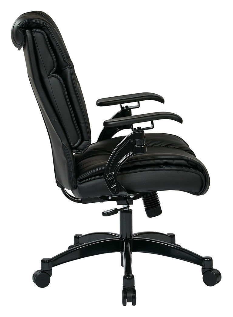 Black Bonded Leather Conference Chair with Cantilever Arms and Industrial Steel
Finish Base