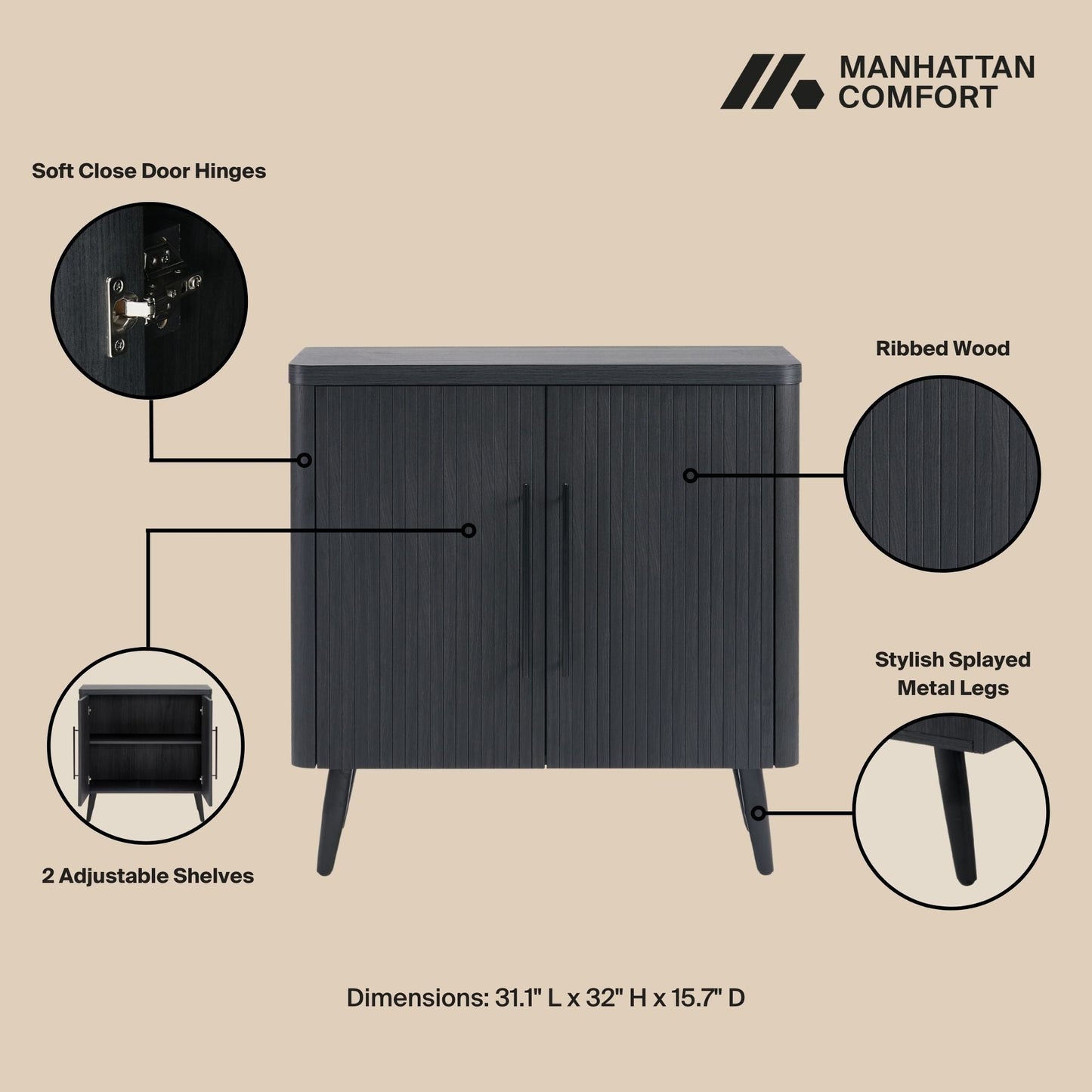 Manhattan Comfort Jodie 31.1" Accent Cabinet