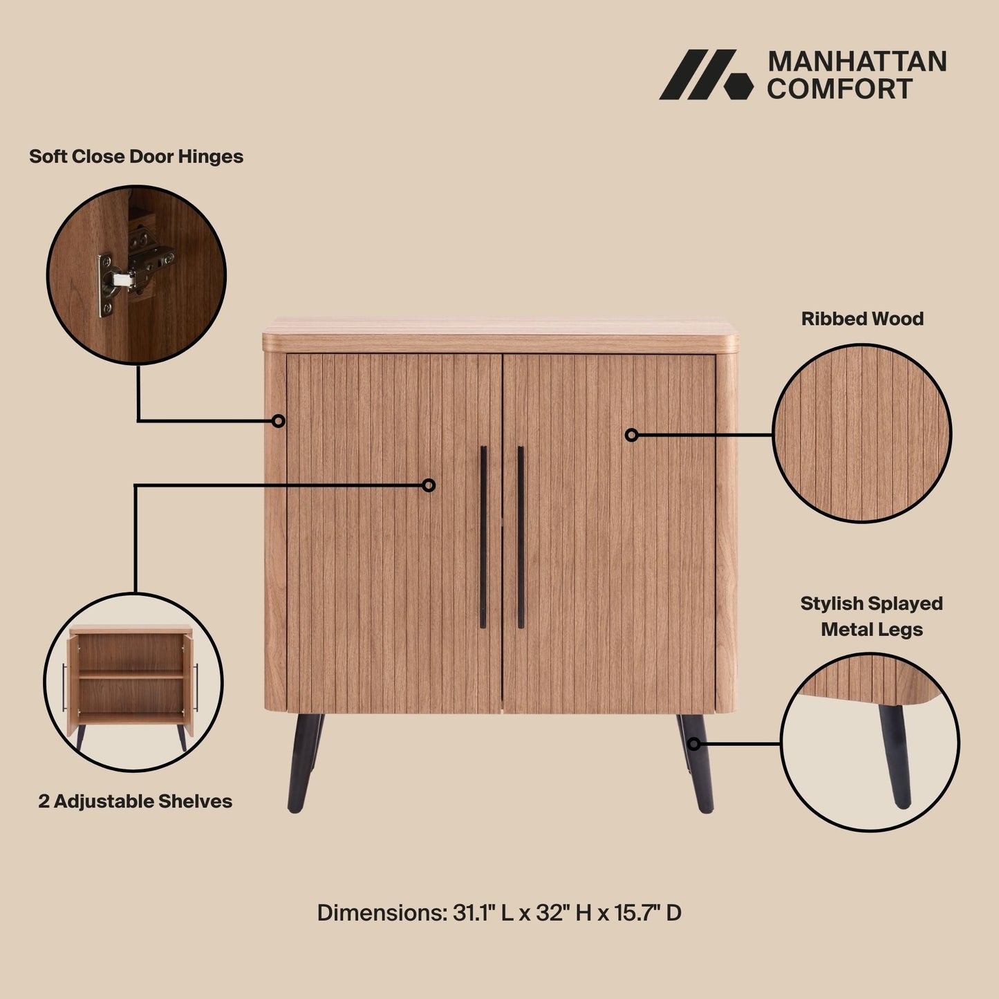 Manhattan Comfort Jodie 31.1" Accent Cabinet