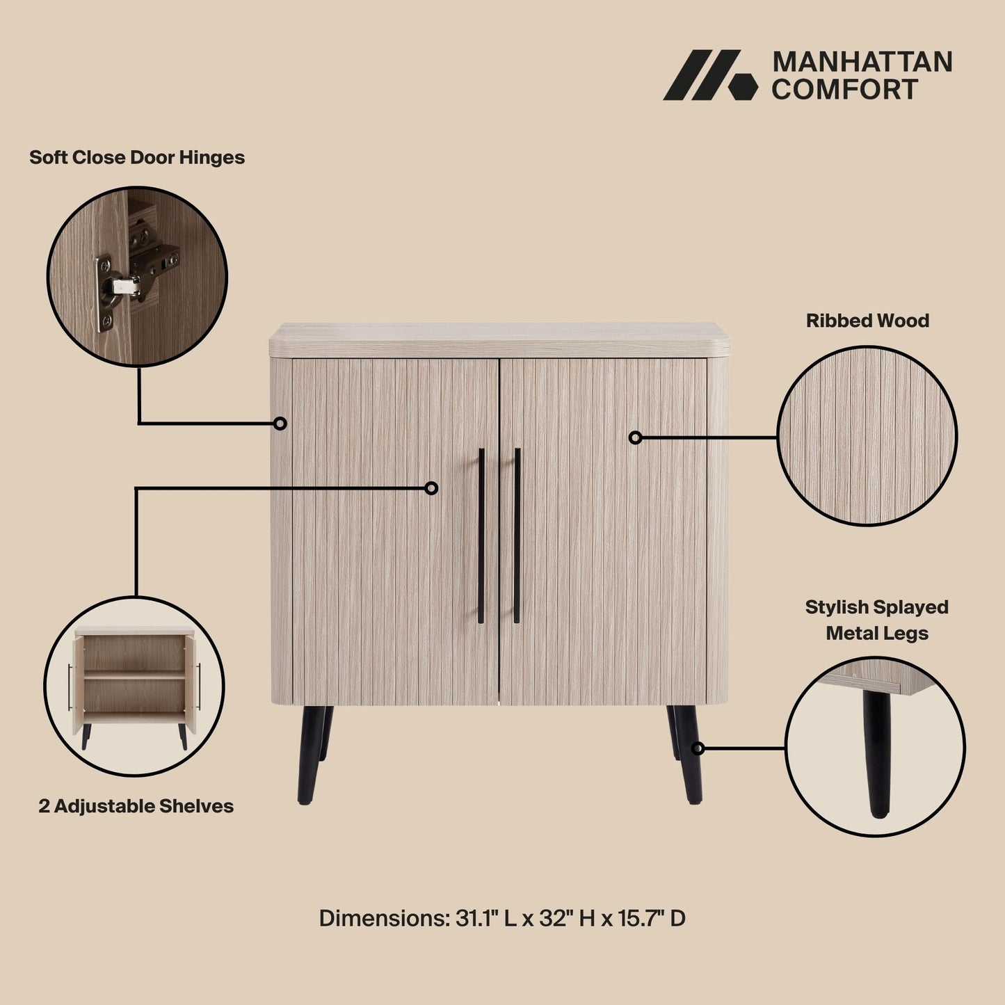 Manhattan Comfort Jodie 31.1" Accent Cabinet