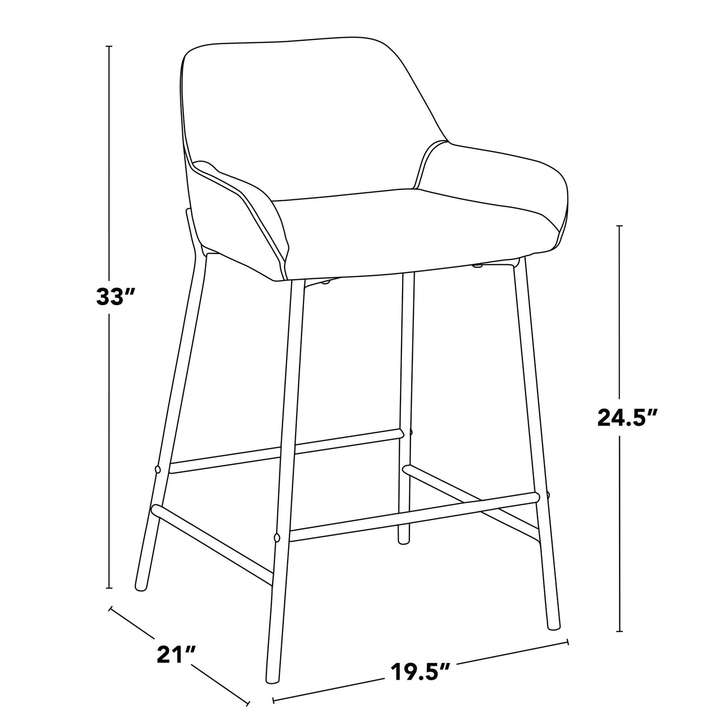 Majestic Office Furniture 24" Fixed-Height Counter Stool - Set of 2