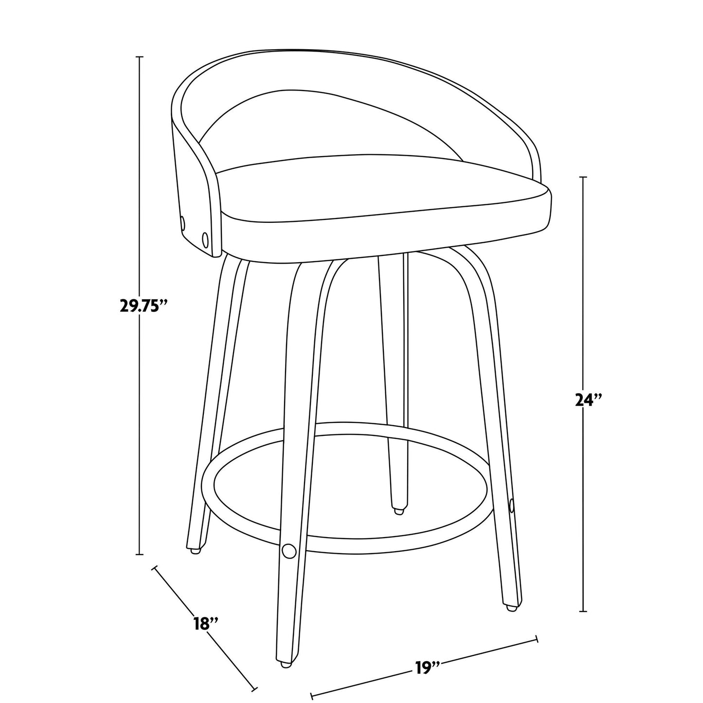 Majestic Office Furniture 24" Fixed-Height Counter Stool - Set of 2
