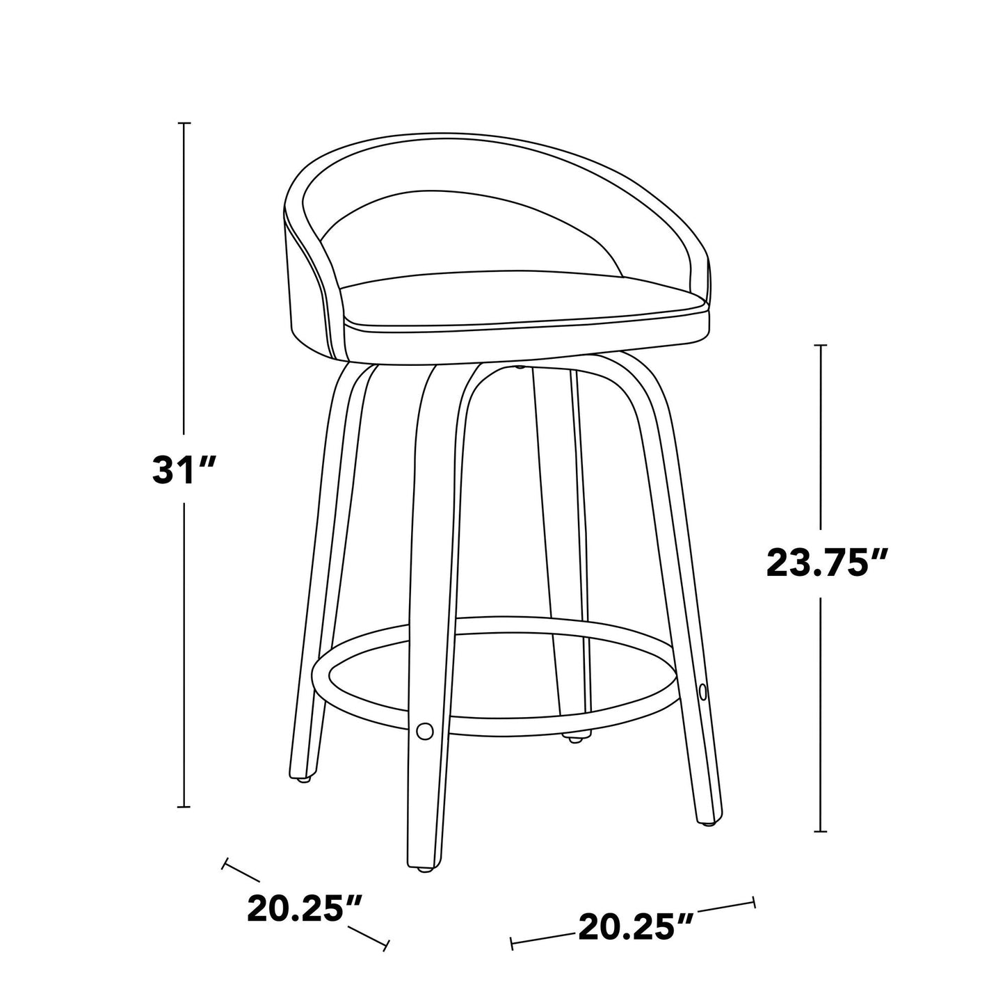 Majestic Office Furniture Upholstered 24" Fixed-Height Counter Stool - Set of 2