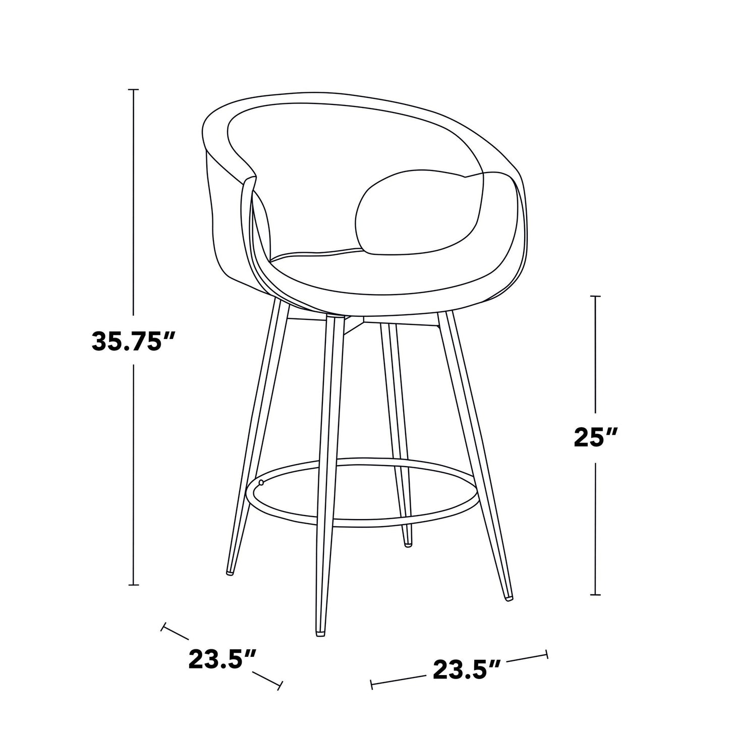 Majestic Office Furniture 25" Fixed-Height Counter Stool - Set of 2