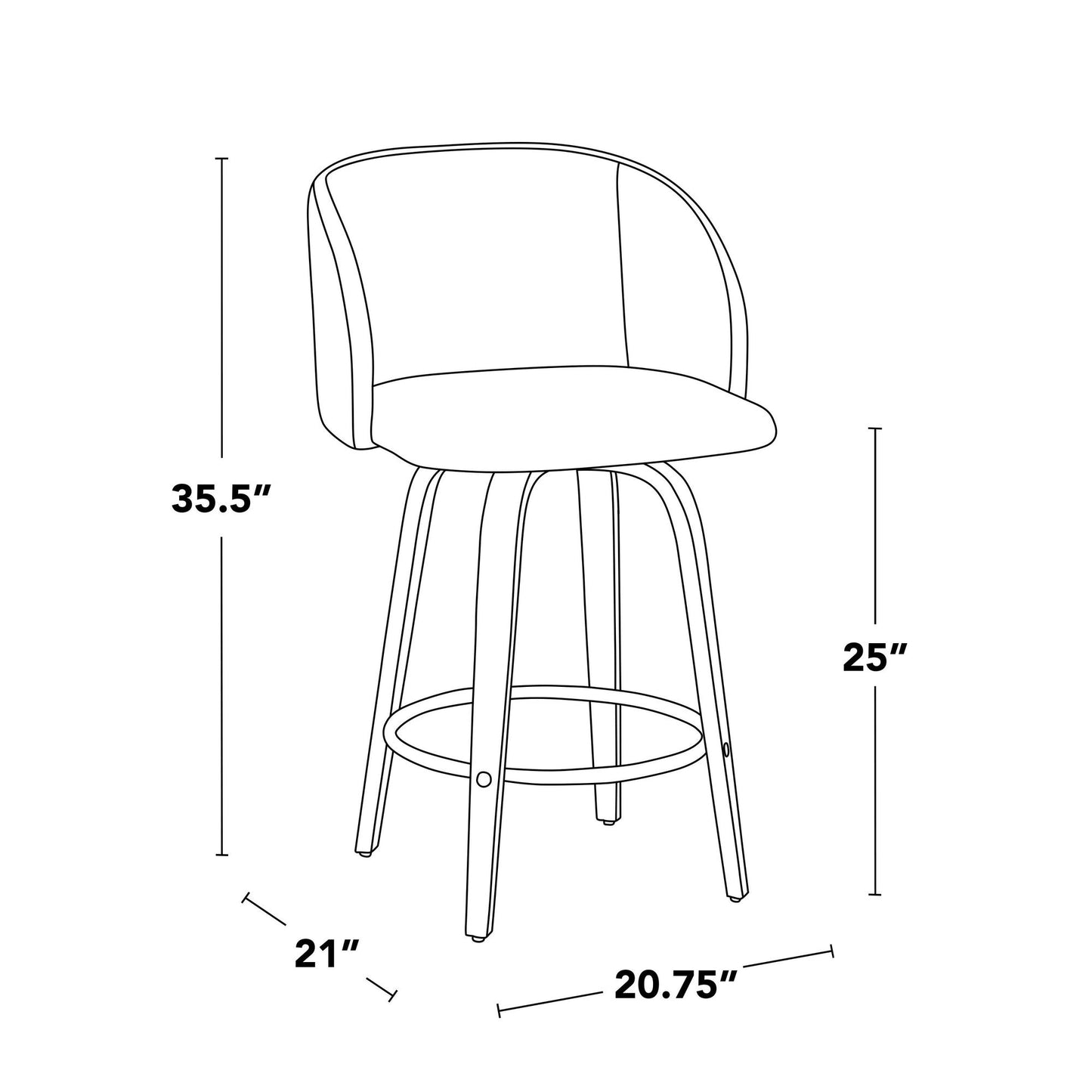 Majestic Office Furniture 25" Fixed-Height Counter Stool - Set of 2