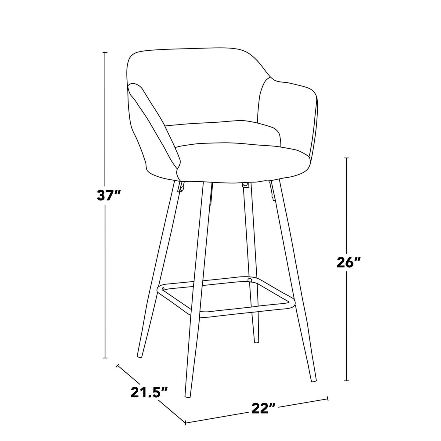 Majestic Office Furniture 25" Fixed-Height Counter Stool - Set of 2