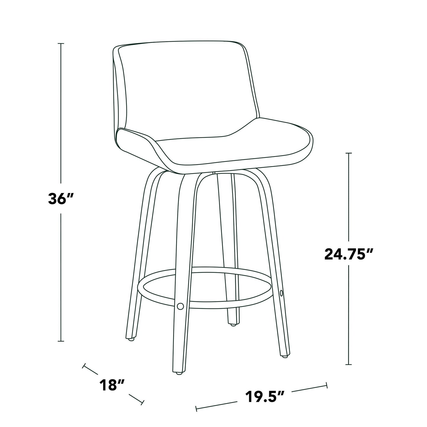 Majestic Office Furniture 25" Fixed-Height Counter Stool - Set of 2