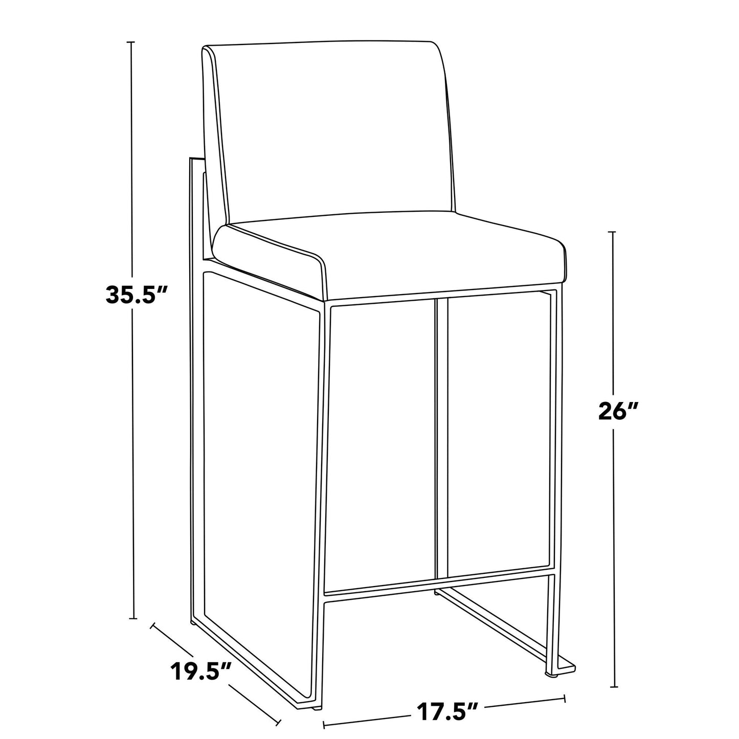 Majestic Office Furniture High Back 26" Fixed-Height Counter Stool - Set of 2