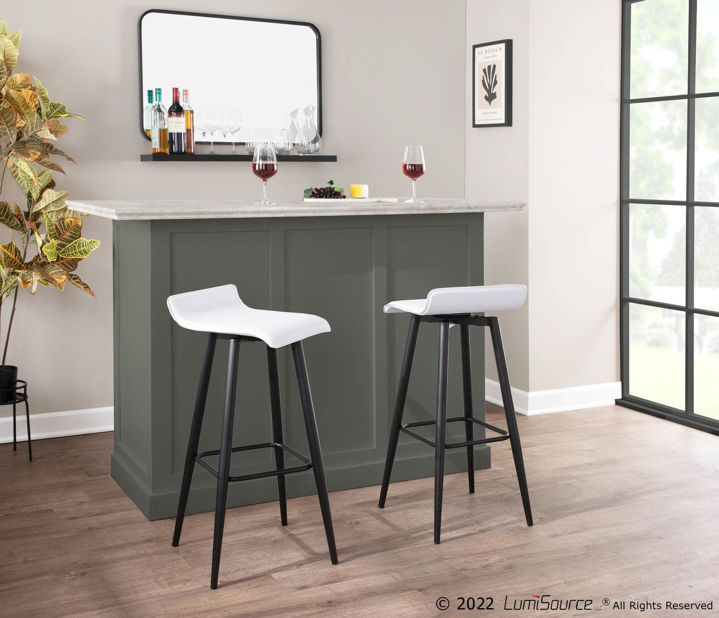 Majestic Office Furniture 30" Fixed-Height Barstool - Set of 2