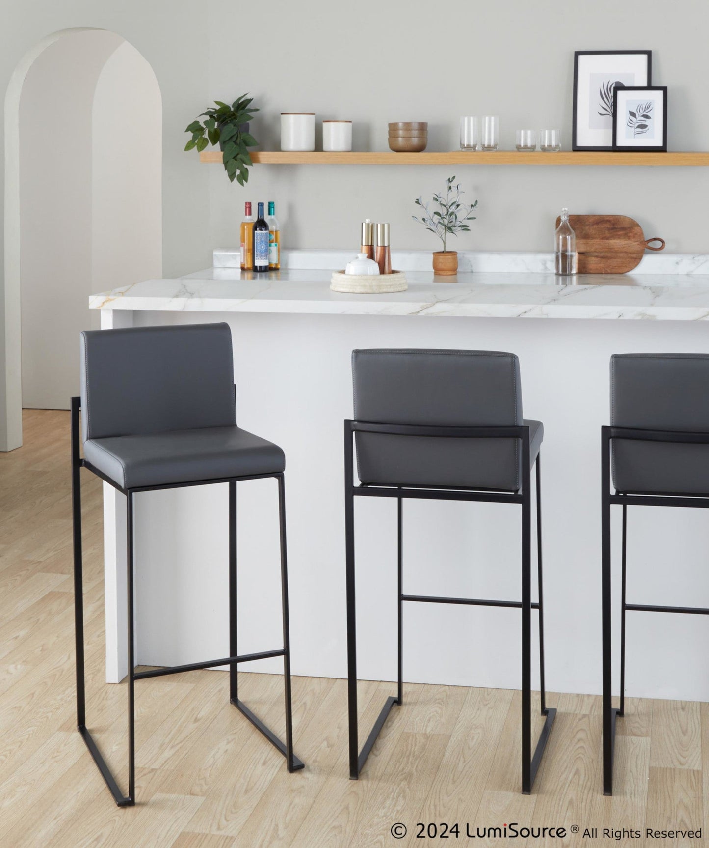 Majestic Office Furniture High Back 30" Fixed-Height Barstool - Set of 2