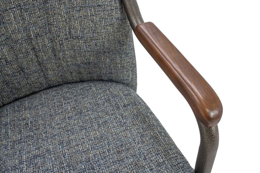 Chromcraft ZIP Ship CM188 Casual Dining Chair Caster Swivel Tilt Fabric Dinning Chair in Walnut & Texture Bronze Finish