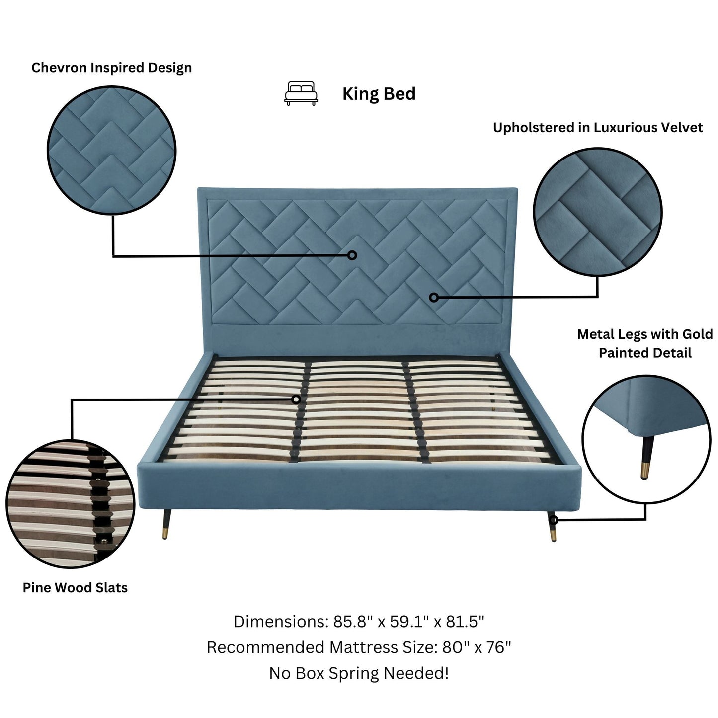 Manhattan Comfort Crosby King-Size Bed