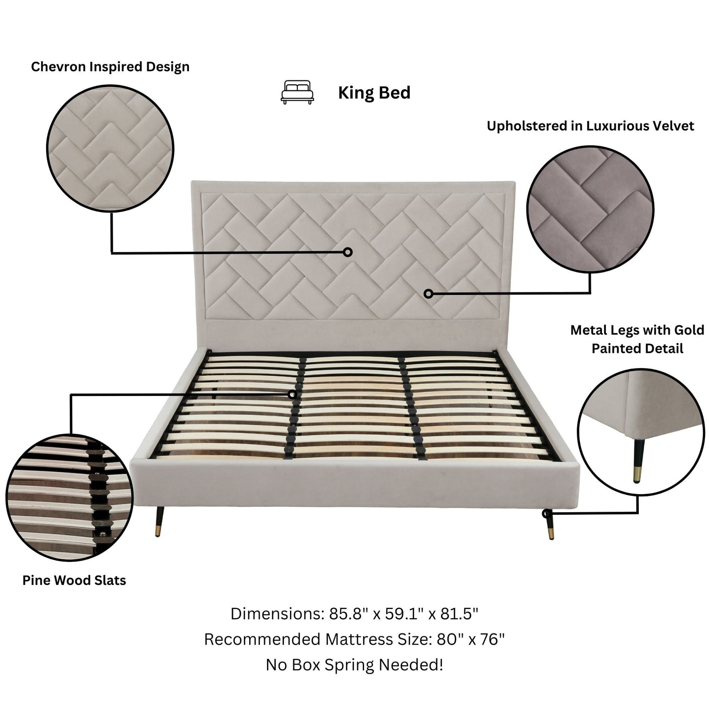 Manhattan Comfort Crosby King-Size Bed