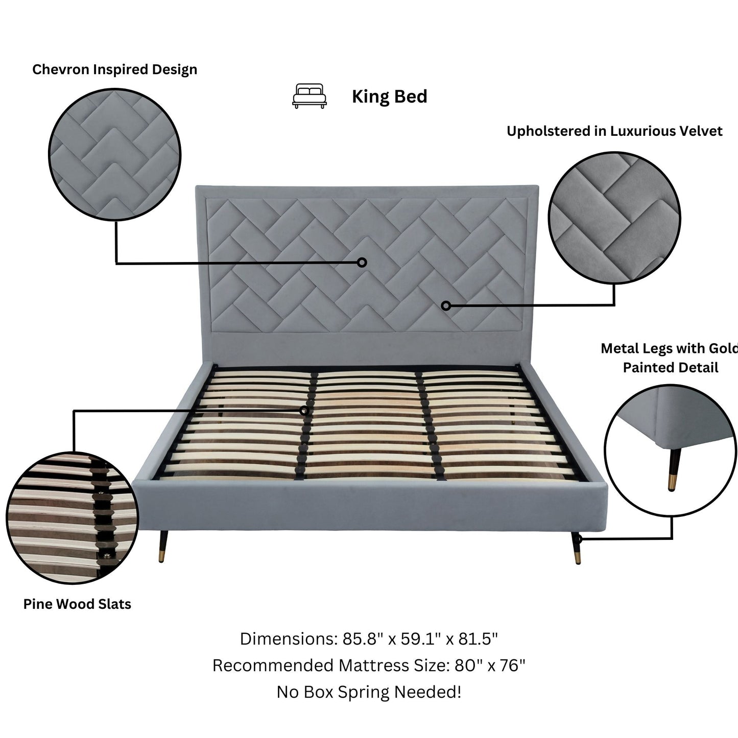 Manhattan Comfort Crosby King-Size Bed