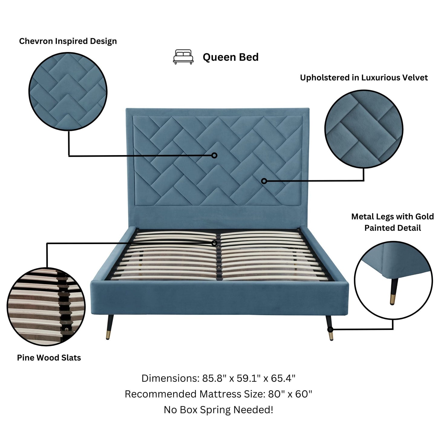 Manhattan Comfort Crosby Queen-Size Bed