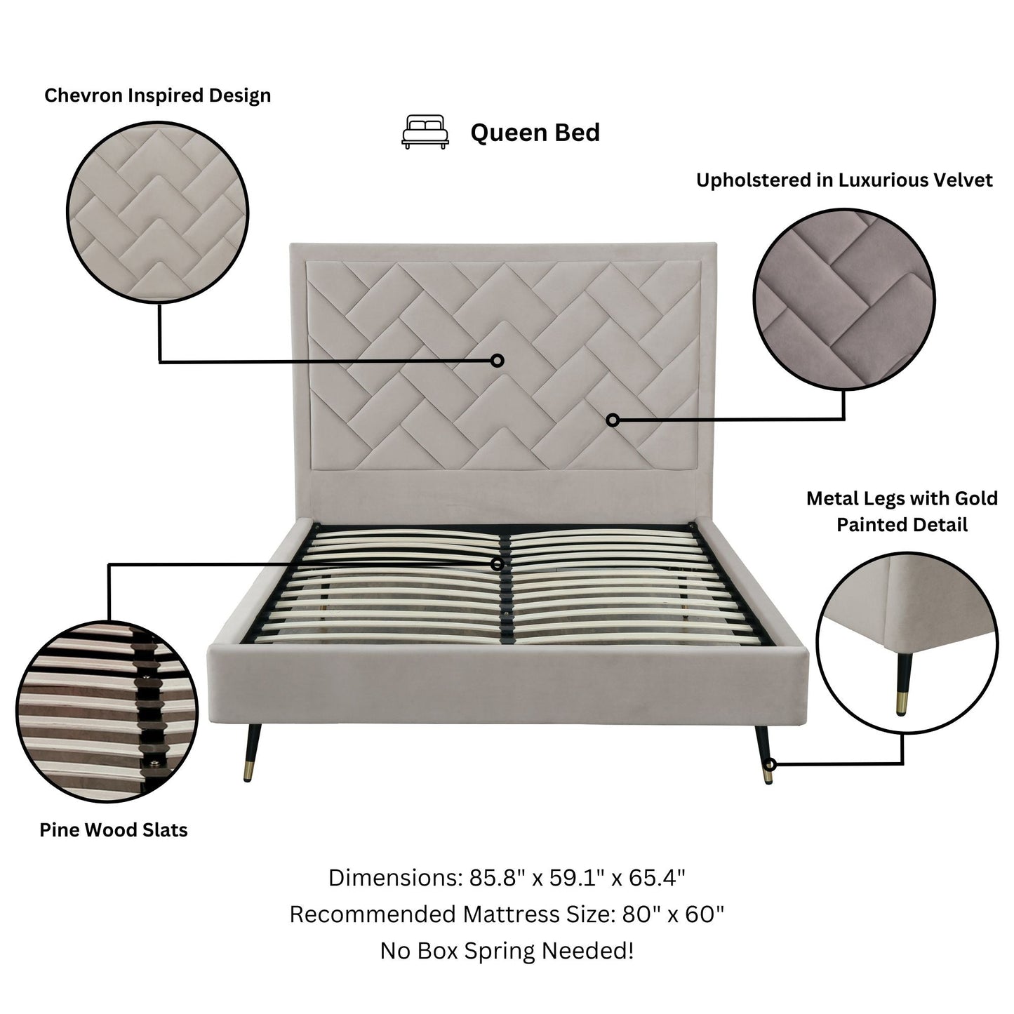Manhattan Comfort Crosby Queen-Size Bed