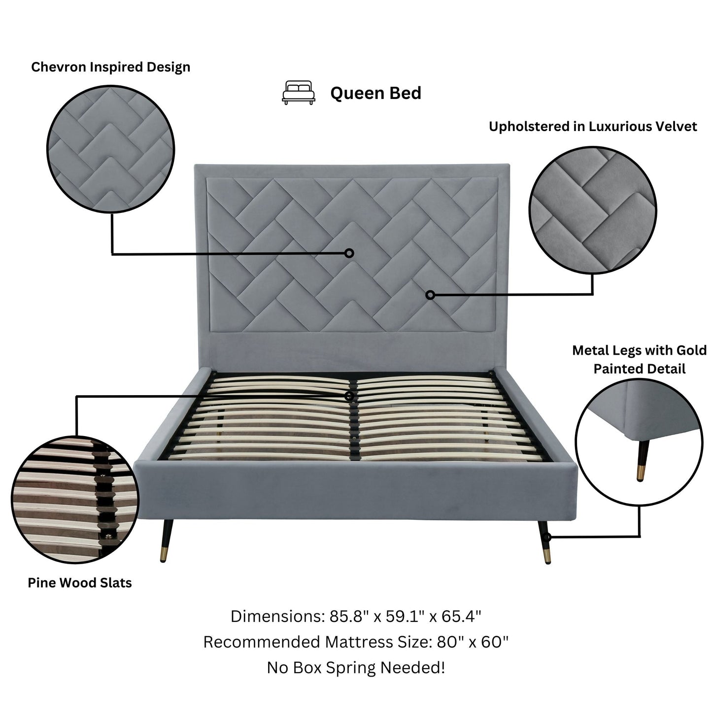 Manhattan Comfort Crosby Queen-Size Bed