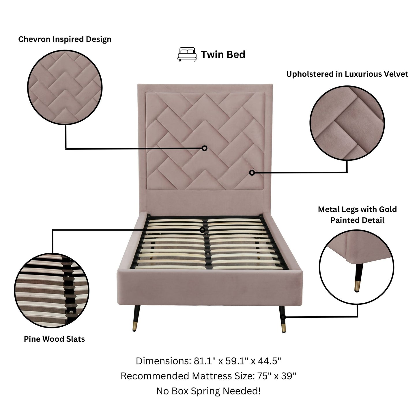 Manhattan Comfort Crosby Twin-Size Bed