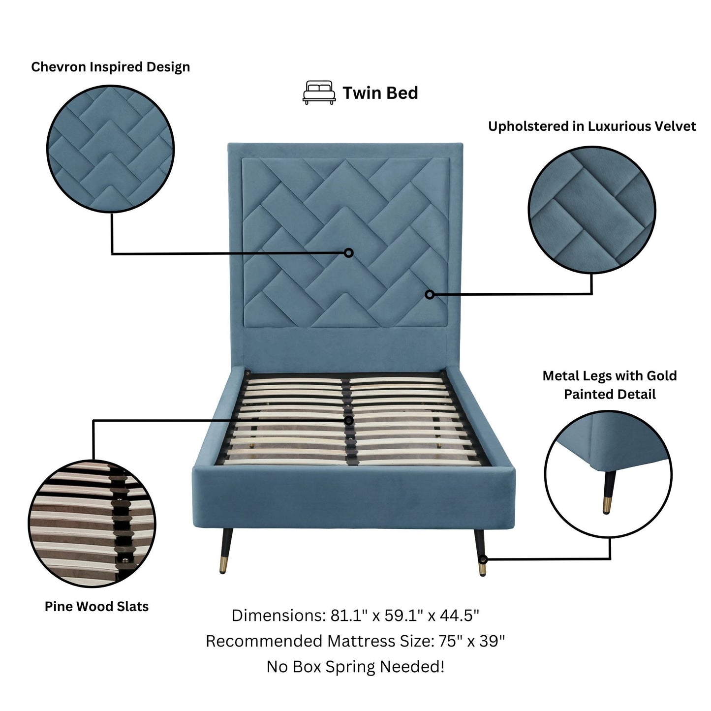 Manhattan Comfort Crosby Twin-Size Bed