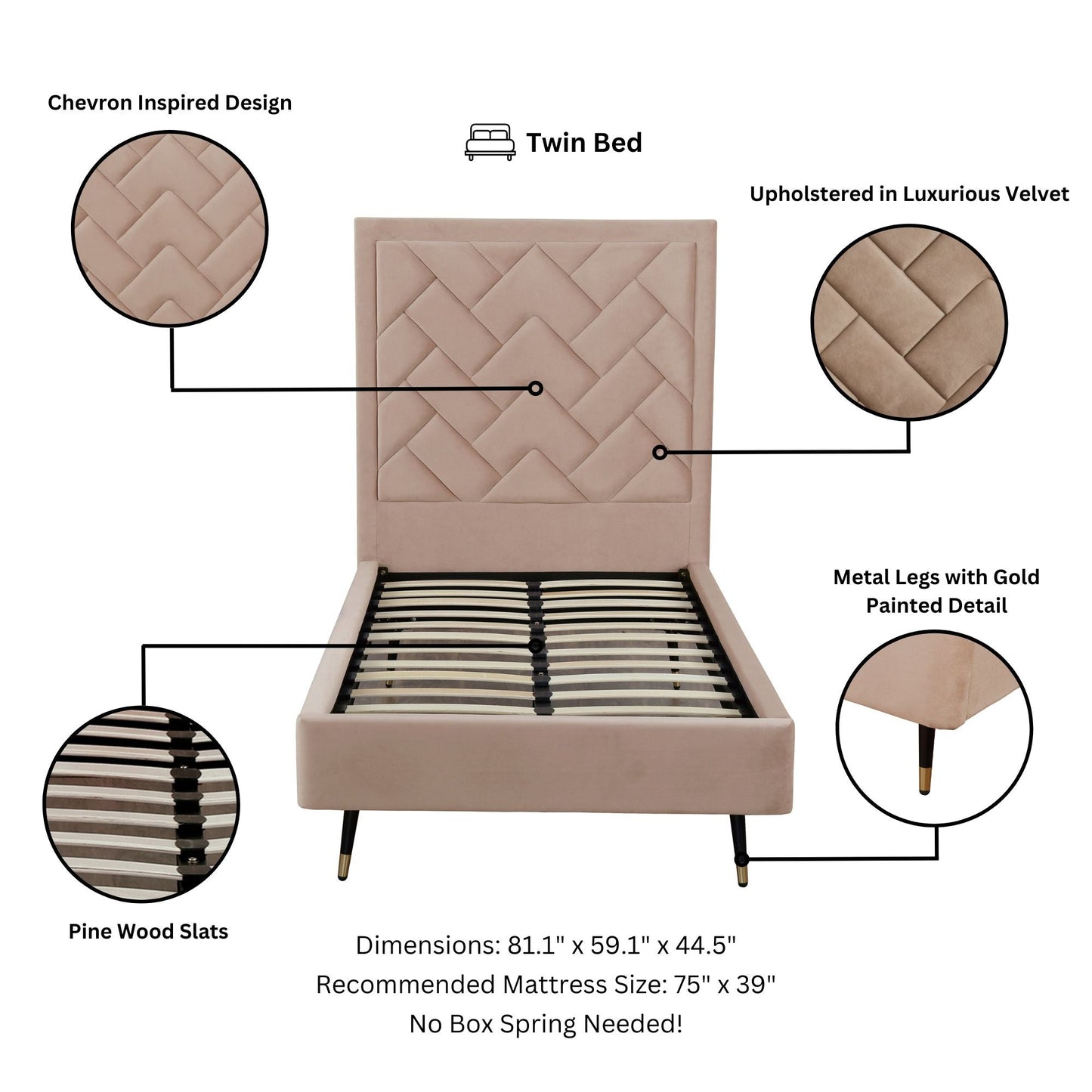 Manhattan Comfort Crosby Twin-Size Bed