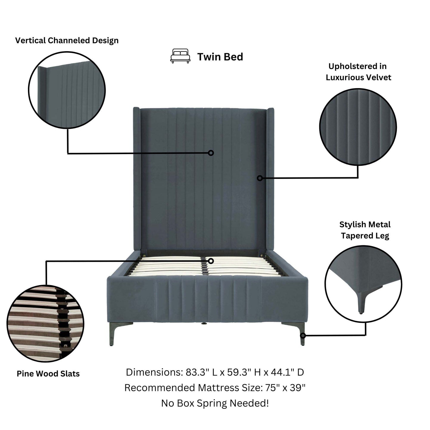 Manhattan Comfort Promenade Twin-Size Bed
