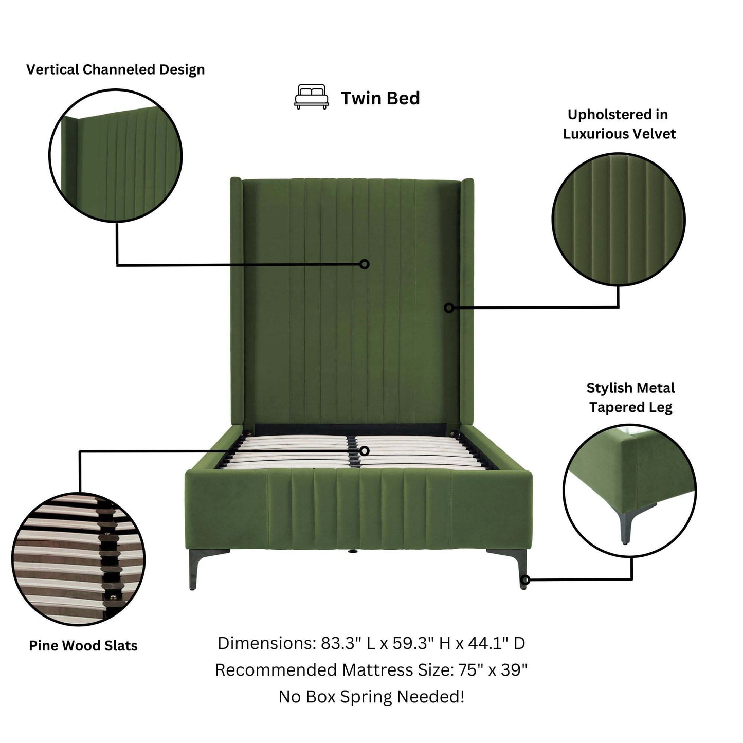 Manhattan Comfort Promenade Twin-Size Bed
