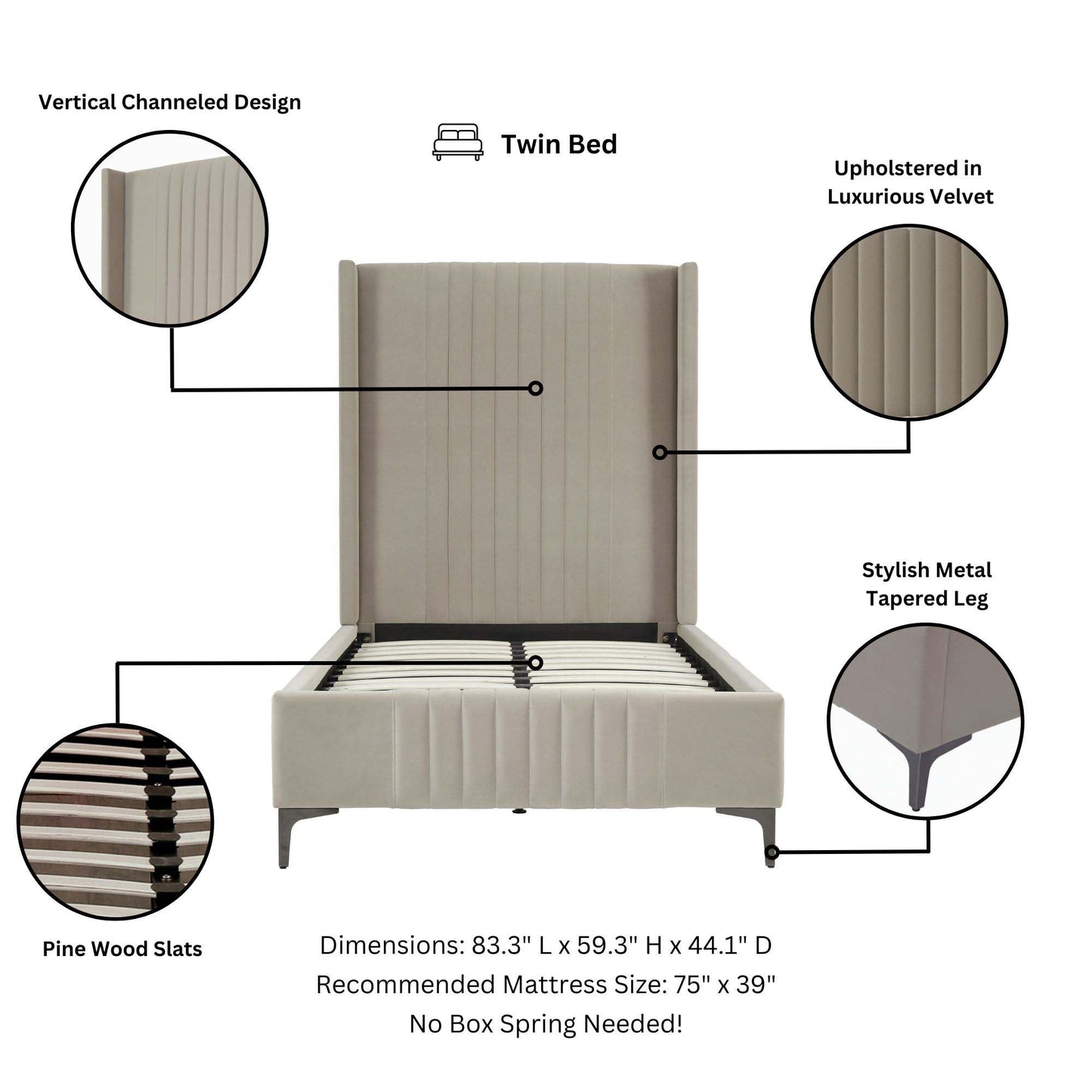 Manhattan Comfort Promenade Twin-Size Bed