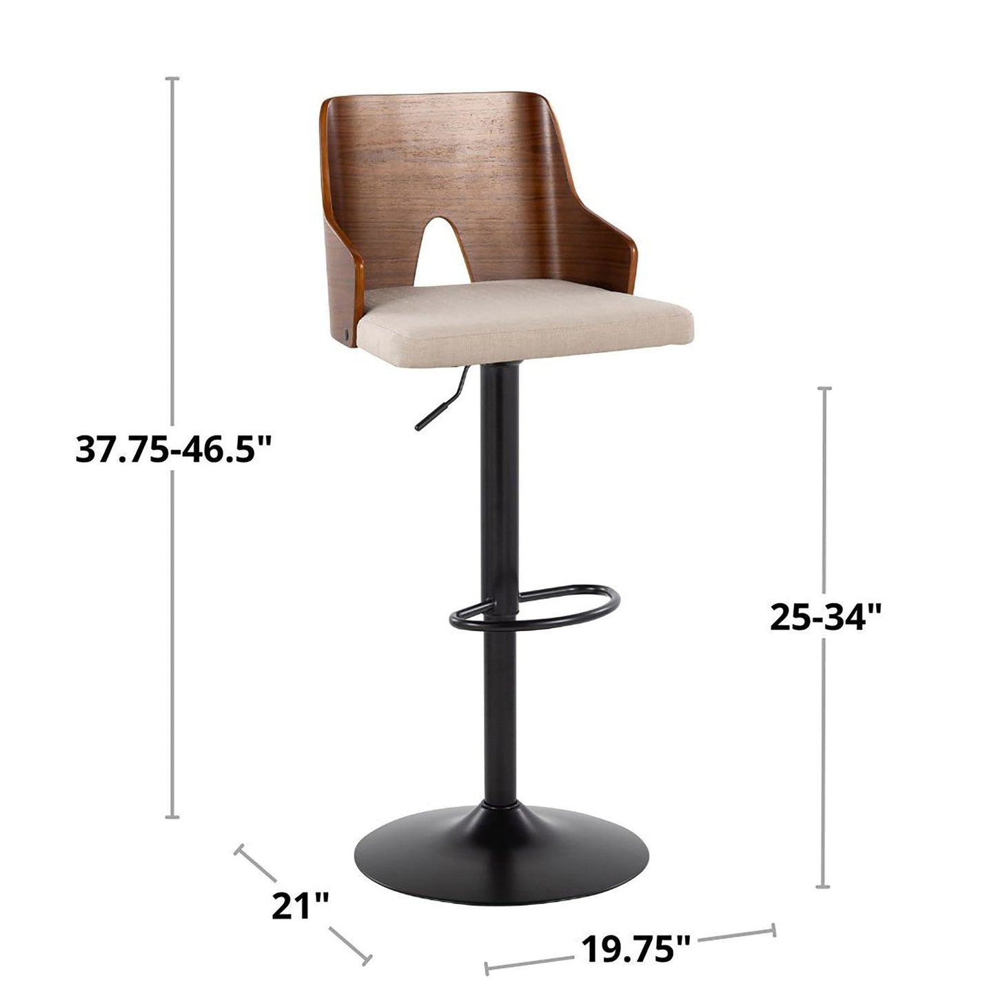Majestic Office Furniture Adjustable Barstool - Set of 2