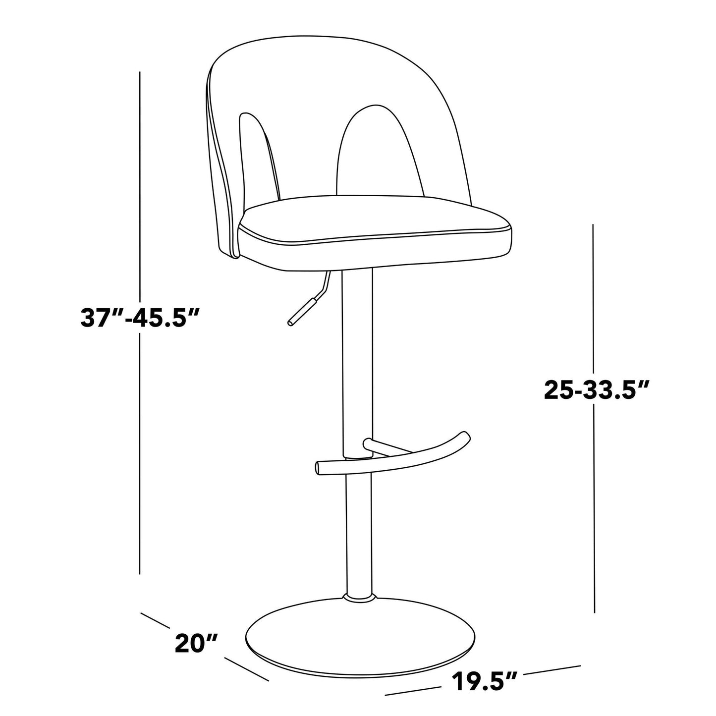 Majestic Office Furniture Upholstered Adjustable Barstool - Set of 2
