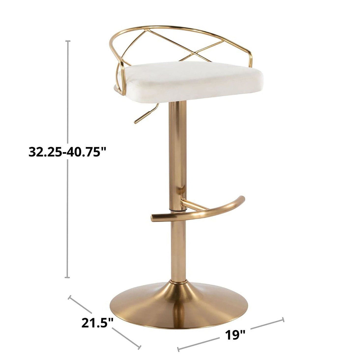 Majestic Office Furniture Glam Adjustable Barstool - Set of 2