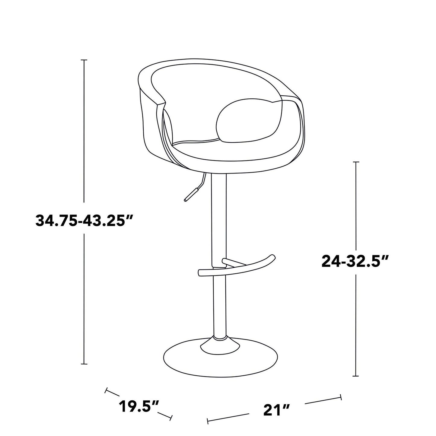 Majestic Office Furniture Adjustable Barstool - Set of 2