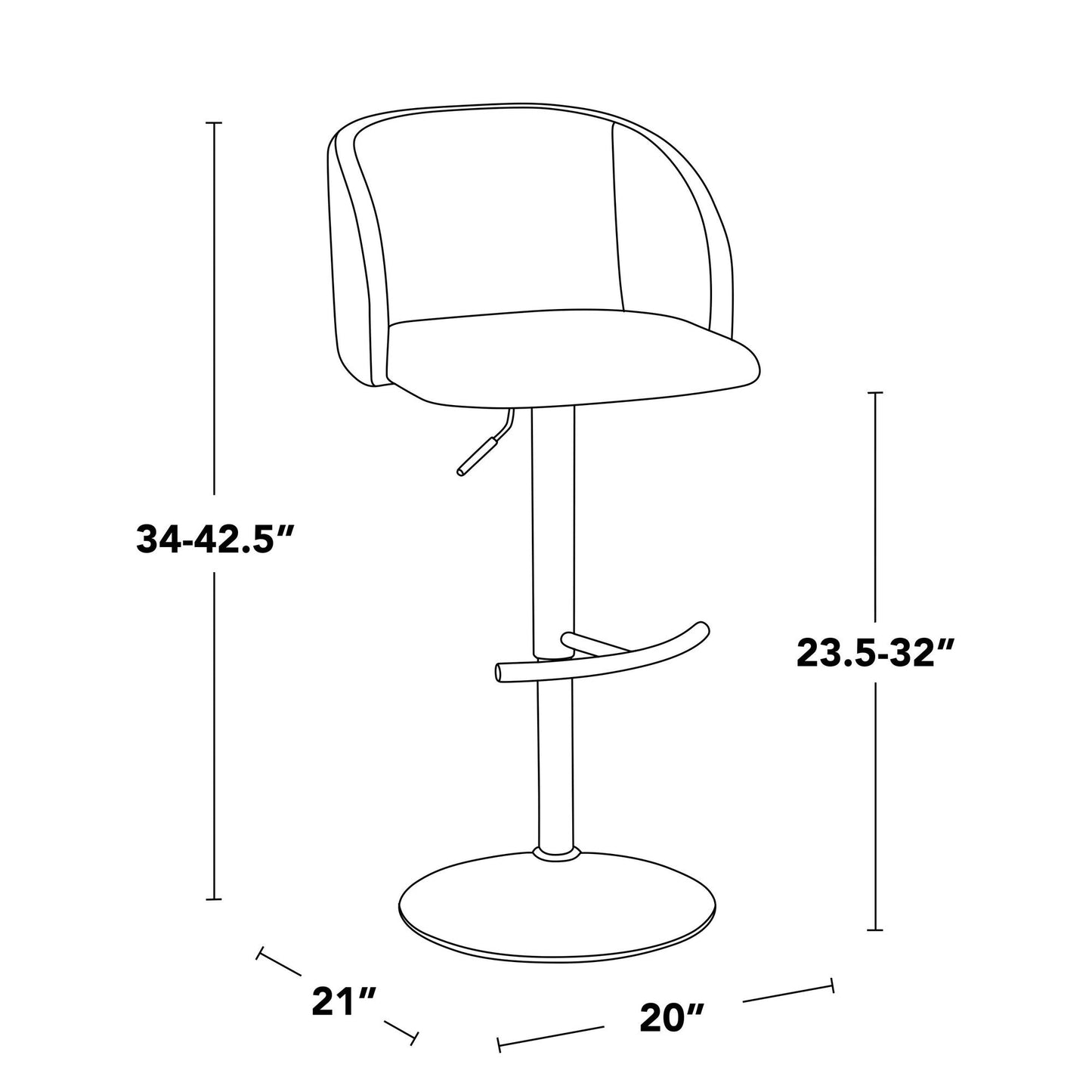 Majestic Office Furniture Adjustable Barstool - Set of 2