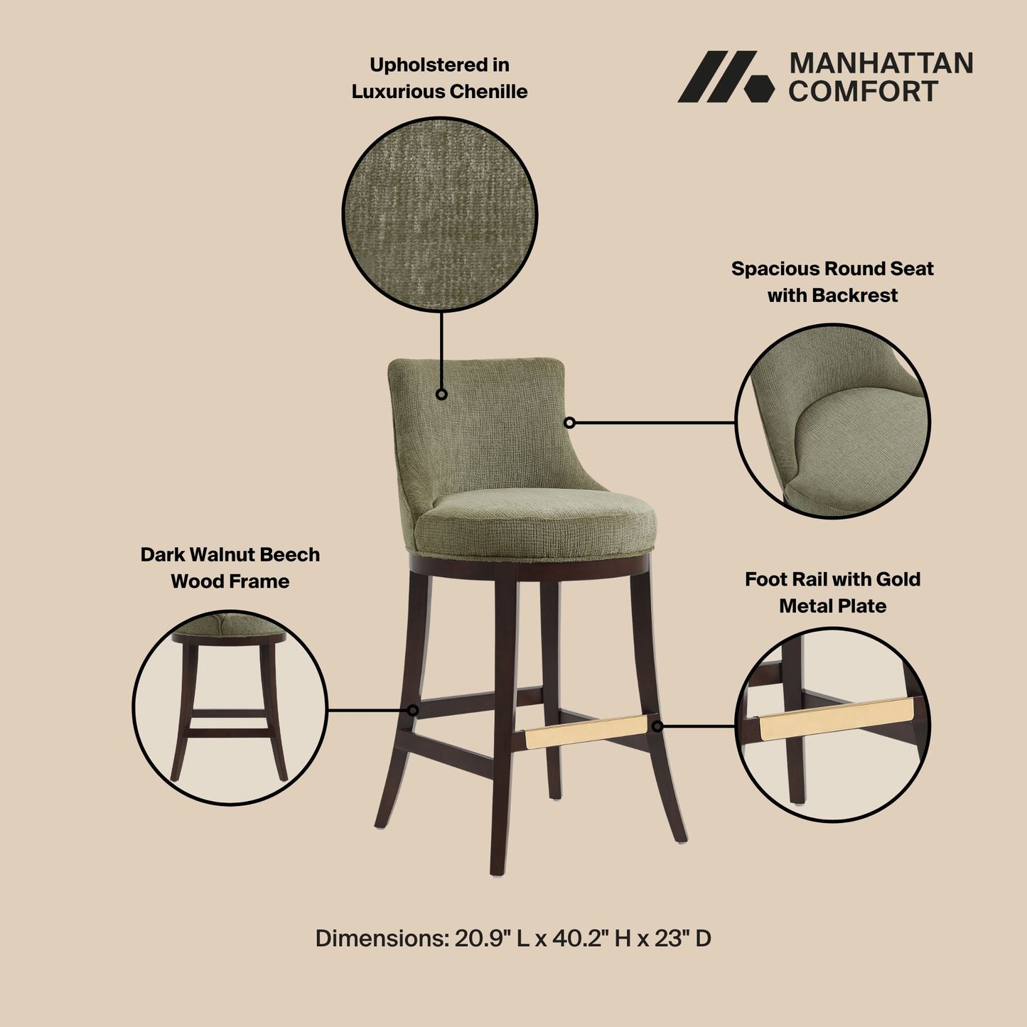 Manhattan Comfort Lucia Barstool