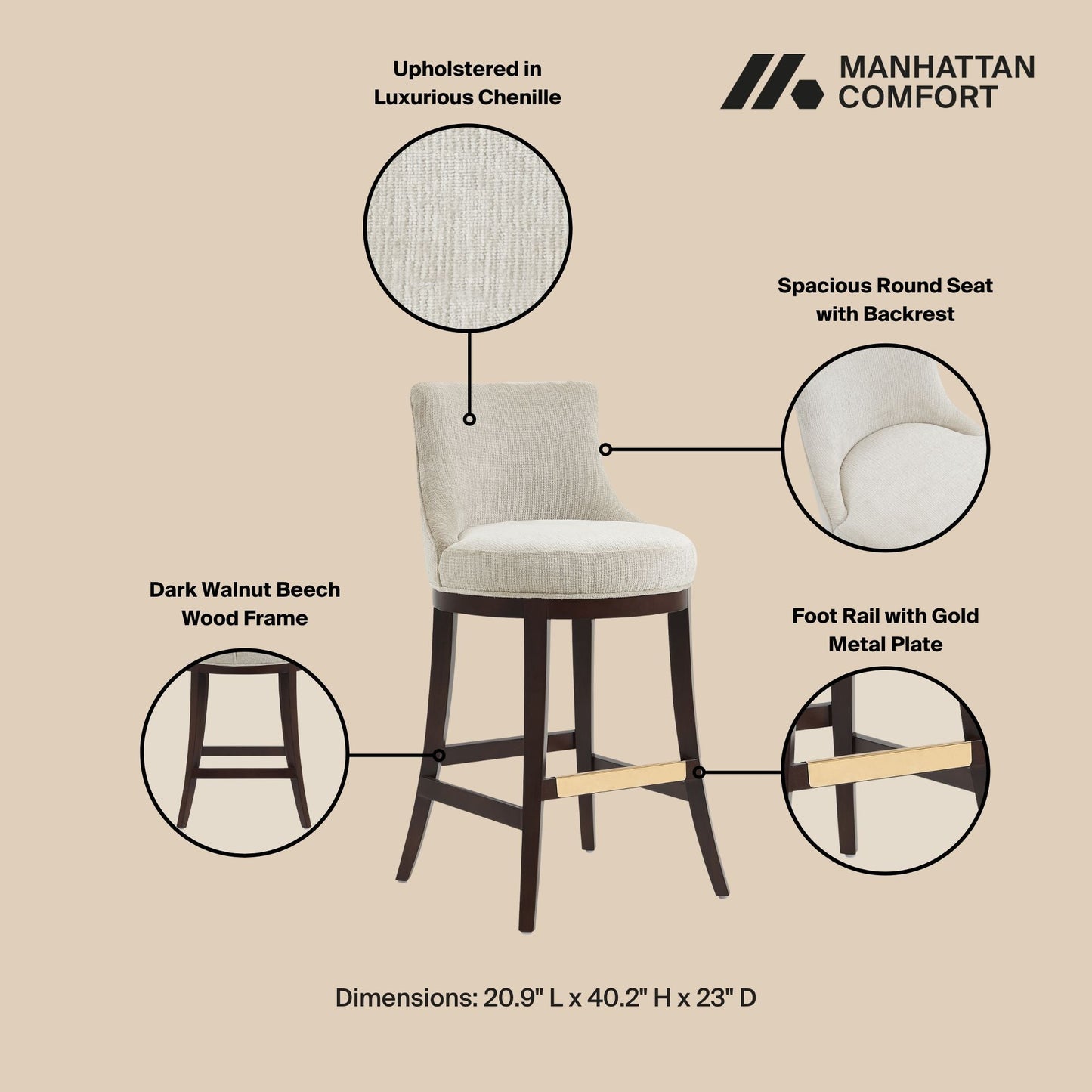 Manhattan Comfort Lucia Barstool