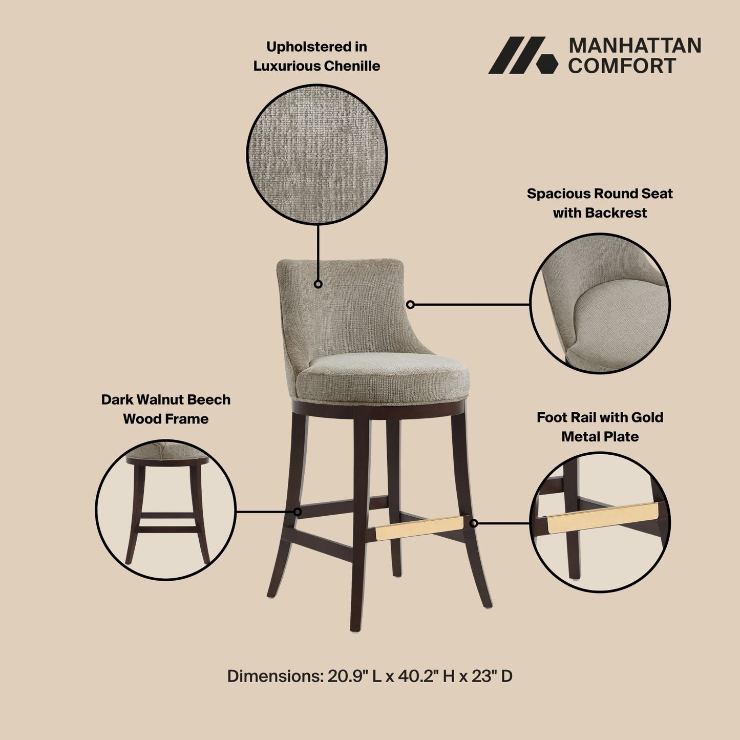 Manhattan Comfort Lucia Barstool