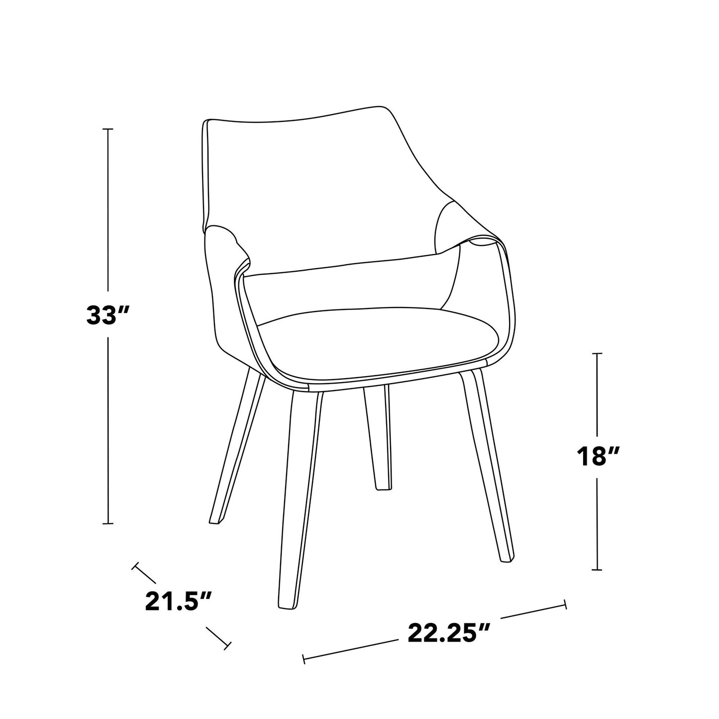 Lumisource Curvo High Back Upholstered Chair - Set of 2